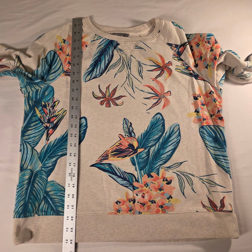 Natural Reflections Women's Tropical Floral Print Sweatshirt 100% Cotton Size M - Picture 8 of 9